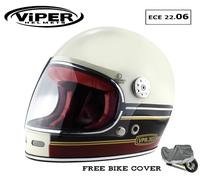 VIPER F656 INTEGRALE CASCHI LANA DI VETRO REIETTO D ANNATA MOTO ECE 22.06 CREMA