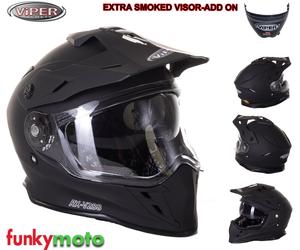 VIPER RXV288 CASCO MOTOCROSS DUPLICE SCOPO SULLA STRADA E FUORI STRADA NERO OPAC