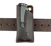 VIPERADE PJ11 Pelle EDC Pocket Slip per Rebar Kick/coltello a base di erbe Mini coltello Torcia Multitool Fondina in pelle EDC Piccola guaina per coltello multiuso in pelle per cintura con clip