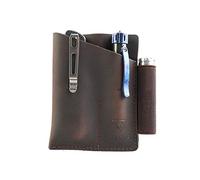 VIPERADE PJ12 EDC Fodero in pelle Guaina multiutensile Fondina per strumenti Fodero per coltello Guaina per torcia elettrica per Leatherman Guaina per coltello multiutensile con 2 tasche (Marrone)