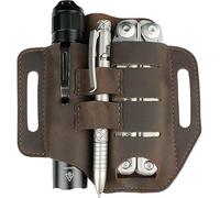 VIPERADE PJ13 EDC fodero pelle organizer tascabile fondina multiuso in pelle custodia in pelle con passante per cintura portapenne per strumenti torcia mini strumenti da campeggio all'aperto (Marrone)