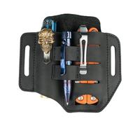 VIPERADE PJ13 EDC fodero pelle organizer tascabile fondina multiuso in pelle custodia in pelle con passante per cintura portapenne per strumenti torcia mini strumenti da campeggio all'aperto (Nero)