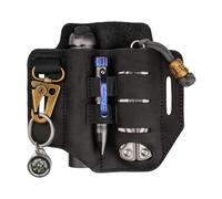 VIPERADE PJ13 Plus Fodero multiuso in pelle per cintura, custodia organizer in pelle per strumenti EDC con gancio portachiavi per multiutensile EDC/piccola torcia elettrica/penna/portachiavi (nero)