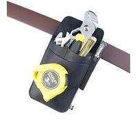 VIPERADE PJ14 - Custodia porta attrezzi in vera pelle, con 4 tasche, per metro a nastro, pinze, cacciavite, organizer con passante per penna tattica (nero)