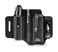 VIPERADE PJ29 EDC Guaina in pelle, Multitools Guaina/Strumenti Fondina/Coltello Cintura Guaina/Torcia Guaina per Multitools/Coltelli Guaina, Handmade 3 Tasche Organizer Guaina-Nero