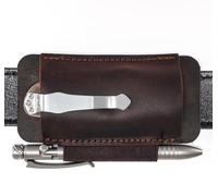 VIPERADE PJ33 Slip tascabile in pelle EDC per mini coltello Torcia multiuso Fondina in pelle EDC Piccolo fodero per coltello multiuso in pelle per cintura con clip