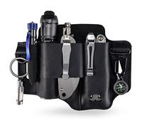 VIPERADE PJ36 - Fodero multiutensile, fodero in pelle, organizer tascabile EDC per uomo, fodero per Leatherman, porta torcia e portapenne, organizer per cintura EDC con portachiavi