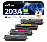 VIPGOOD 203A Cartucce Toner Compatibile per HP 203A CF540A 203X Toner per Laserjet Pro MFP M281fdw M281fdn M280nw M254dw M254nw CF540A CF541A CF542A CF543A (Nero Ciano Giallo Magenta, Confezione da 4)