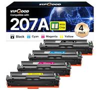 VIPGOOD 207A (Con Chip) Cartucce toner Compatibile per HP 207A 207X per Color LaserJet Pro MFP M283fdw M282nw M283fdn M255dw M255nw W2210A W2211A W2212A W2213A (Nero Ciano Giallo Magenta, 4-Pack)