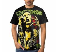 Viplili Marilyn Music and Manson - Maglietta da uomo a maniche corte, unisex, girocollo, alla moda, Nero , 3XL