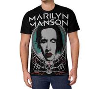 Viplili Marilyn Music and Manson - Maglietta da uomo a maniche corte, unisex, girocollo, alla moda, Nero , XL