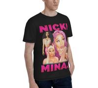 Viplili Nicki Music Minaj camicia da uomo double-face completamente stampata t-shirt in poliestere ad asciugatura rapida felpa top nero, Nero , XL