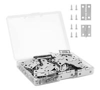 VIPMOON 70pz Cerniere Legno Piccole, Cerniera per Legno Mini Cerniere Antiche Inox con 300 Viti Cerniere per Scatole Giocattolo, Fai da Te, Mobili, Artigianato in Legno (Argento, 24x15 mm + 18x15 mm)