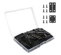 VIPMOON 70pz Mini Cernier Legno,Cerniera per Legno Cerniere Acciaio Inox Cerniere Piccole per Mobili con 300 Viti per Porte,Fai da Te,Mobili di Legno,Artigianato in Legno (Nero, 24x15 mm + 18x15 mm)