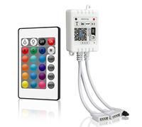 VIPMOON Controller WIFI per Strisce LED RGB 4 Pin, Controller Wifi Wireless Telecomando IR 12-24V a 24 Tasti, Controllore Vocale con Alexa e Google Assistant per RGB strisce 2835 5050