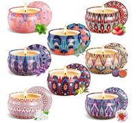 VIPNAJI 8Pcs Candele Profumate Regalo,Regalo Donna,Set Candele Profumate,Cera di Soia Naturale,per Anniversario Natale San Valentino Festa della Mamma Yoga, Decorazione