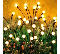 VIPNAJI Lampade Solari Lucciole, Luci Solari da Giardino, 4 Pezzi 10 Led Luci Solari Esterno, Luci Solari Giardino Esterno, Lucciole Solari da Giardino IP65 Impermeabile, per Il Patio Giardino