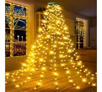 VIPNAJI Luci Albero di Natale con Anello, 2M x 16 Rami Luci per Albero di Natale 400 LEDs per Decorazioni di Natale Interno Esterno, Bianco Caldo