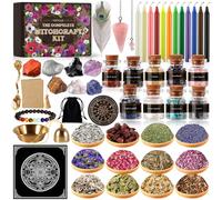 VIPNAJI Oggetti Kit 64 Pezzi Forniture per Stregoneria, per la Preghiera, Bottiglia dei Desideri di Cristallo, Fiori secchi, Materiali Medicinali,Incantesimi, Magia, wicca accessori, Kit per streghe