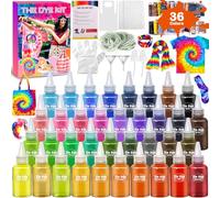 VIPNAJI Tie Dye Kit, 36 Colori - Tintura Tessuti, Tutti i Colori Tie Dye per Le tue Magliette,Ottima Idea Regalo Bambini e Adulti,DIY Pittura di Vestiti,Coloranti Stoffe Vivaci