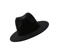 Vipolch, cappello unisex per adulti, alla moda, classico, in misto lana nera, Fedora British Jaz, a tesa larga, piatto da chiesa derby Panama, feste, talent show e abbigliamento quotidiano