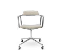 Vipp 452 Sedia Girevole con Ruote in Alluminio/ Bianco Sporco/ Grigio Chiaro
