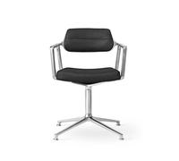 Vipp 453 Sedia Girevole con Piedini in Alluminio/pelle Nero