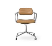Vipp 453 Sedia Girevole con Ruote in Alluminio/cammello/pelle