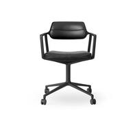 Vipp 453 Sedia Girevole con Ruote Nero/ Pelle Nero
