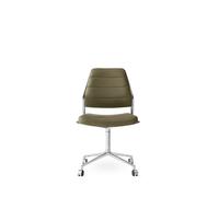 Vipp 454 Poltrona Girevole con Ruote Lucidato/Pelle Bosco