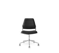 Vipp 454+ Sedia Girevole Con Rotelle Pelle Lucida/Nera