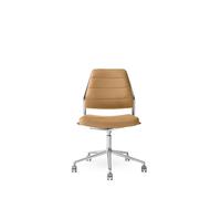 Vipp 454+ Sedia Girevole con Ruote Pelle Camel Lucida
