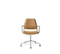 Vipp 455+ Sedia girevole con ruote in pelle lucida/cammello