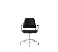 Vipp 455+ Sedia Girevole Con Ruote Pelle Lucida/Nera