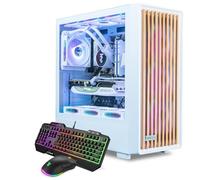 ViprTech Overlord 2.0 PC raffreddato a liquido - AMD Ryzen 7 5700X (4,6 GHz Turbo), RTX 5070 12 GB, 32 GB DDR4 3200, SSD NVMe da 2 TB, custodia in legno bianco, mouse tastiera RGB, VR-Ready, WiFi BT