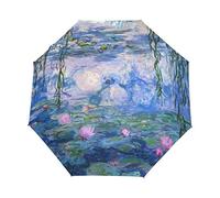 Vipsk Ombrello pieghevole Claude Monet Ninfee pittura ombrello da viaggio antivento automatico compatto pioggia ombrello da viaggio, leggero, apertura e chiusura automatica