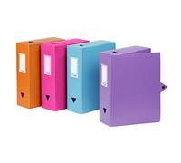 Viquel 097716 - 49 Class Docs - Set di 4 scatole da archivio in polipropilene Retro di 100 mm colori assortiti