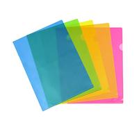 Viquel - 10 buste angolari trasparenti - Custodia in plastica con apertura ad angolo - 5 colori fluo assortiti