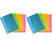 Viquel - 10 buste angolari trasparenti - Custodia in plastica con apertura ad angolo - 5 colori fluo assortiti (Confezione da 2)