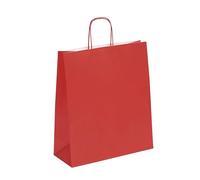 Viquel - Borsa Kraft grande formato 35 x 14 x 40 cm - Grande borsa kraft rossa con manico intrecciato - Confezione da 50 sacchetti di carta - Colore rosso