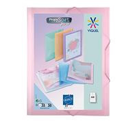 Viquel - Camicia in plastica a4 con patta e chiusura elastica - Camicia in plastica personalizzabile Propysoft - Made in France - Rosa pastello