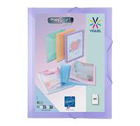 Viquel - Camicia in plastica a4 con patta e chiusura elastica - Camicia in plastica personalizzabile Propysoft - Made in France - Viola pastello