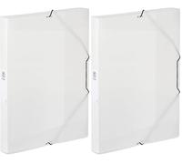 Viquel - Camicia in plastica con elastici - Scatola di classificazione formato A4 - Etichetta identificativa laterale - Made in France - Incolore traslucido (Confezione da 2)