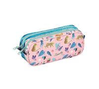 Viquel - Astuccio scolastico a 2 scomparti EXOTIC - Pratico astuccio per penne e matite - Ideale per scuola e tempo libero - Astuccio grande capacità chiusura zip - Rosa