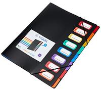 Viquel - Raccoglitore A4 RAINBOW CLASS - 8 scomparti con chiusura elastica - ideale per ufficio o casa - nero