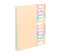 Viquel - Raccoglitore documenti A4 con 12 scomparti - Organizer da scrivania espandibile - Porta documenti A4 con indice - Chiusura elastica - Rainbow Pastel Beige
