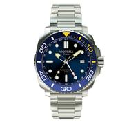 Viqueria Trecento Automatico Acciaio Blu Giallo Data Zaffiro GMT Orologio Uomo