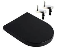 ViQutrg Sedile WC Nero A Forma di D, Coperchio Water con Chiusura Ammortizzata, 4 Cuscinetti Antiscivolo E Cerniere Regolabili, Fissaggio Superiore, Tavoletta Water in Materiale PP Resistente
