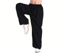 VIRACIN Tai Chi Pantaloni Uomo Donna Arti Marziali Pantaloni Kung Fu Pantaloni Yoga Lanterna Pantaloni Jogging Pantaloni, Nero-L