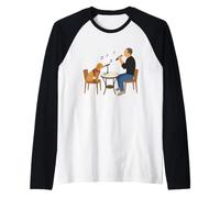 Viral Dog Canto Meme Karaoke Microfono Divertente Pet Maglia con Maniche Raglan